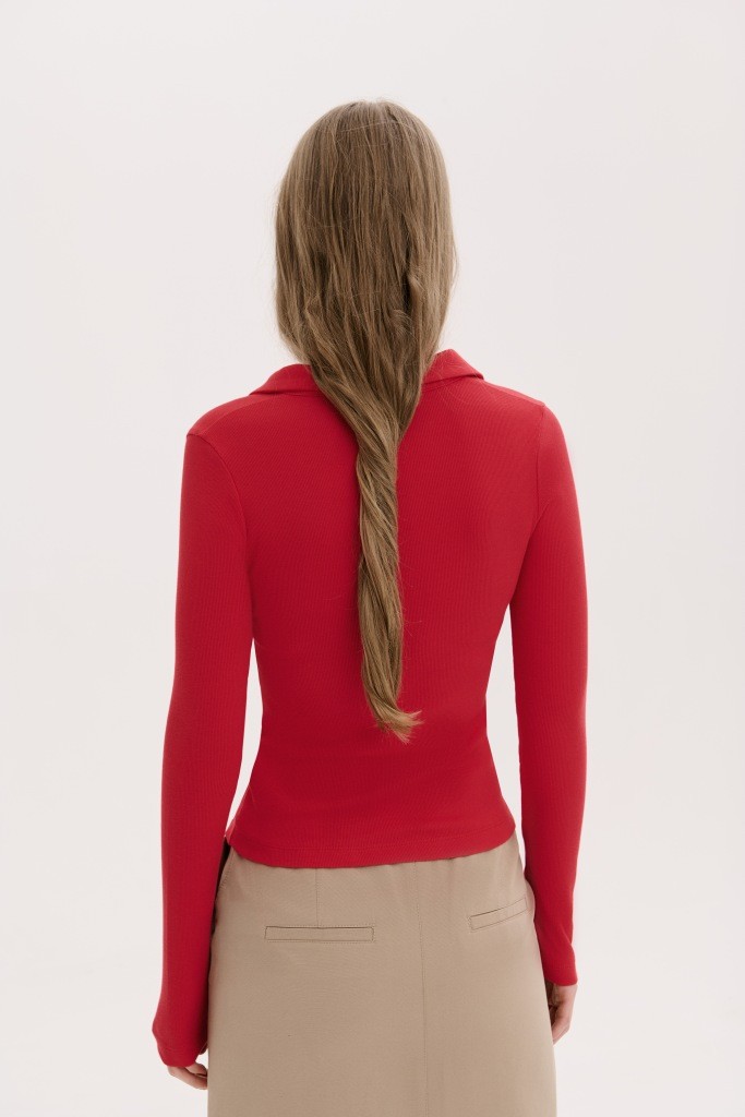 МІНІМАЛІСТИЧНИЙ ЛОНГСЛІВ-ПОЛО ОБТИСЛОГО  КРОЮ 1212-2 зображення 2